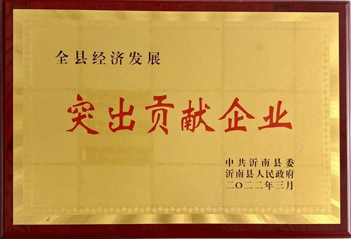 熱烈祝賀東岳機(jī)械被授予2021年沂南縣“突出貢獻(xiàn)企業(yè)”榮譽(yù)稱號